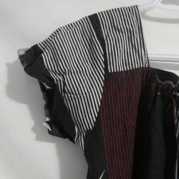 Handmade Patchwork Floral and Stripe Short Sleeve Square Neck Dress | BNWOT - Picture 9 of 14